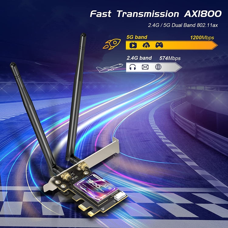 EDUP EP-9658 PCI-E WiFi 6 Card AX1800M Bluetooth 5.2 Adapter for Desktop PC, 2.4GHz/5.8GHz Dual Band Wireless PCI-E Internal Network Card EDUP EP-9658 PCI-E WiFi 6 Card AX1800M Bluetooth 5.2 Adapter for Desktop PC, 2.4GHz/5.8GHz Dual Band Wireless PCI-E Internal Network Card